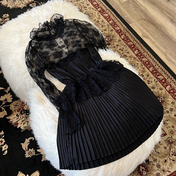 Free People Black Laced Mini Dress - Picture 10 of 10